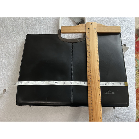 Daniela Moda Black / white Leather Handbag Dual Handles Tote Shoulder Strap NWT - Picture 5 of 16